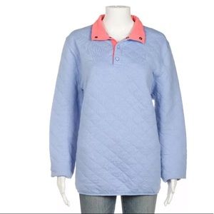 Charleston quilted soft sweater medium blue coral